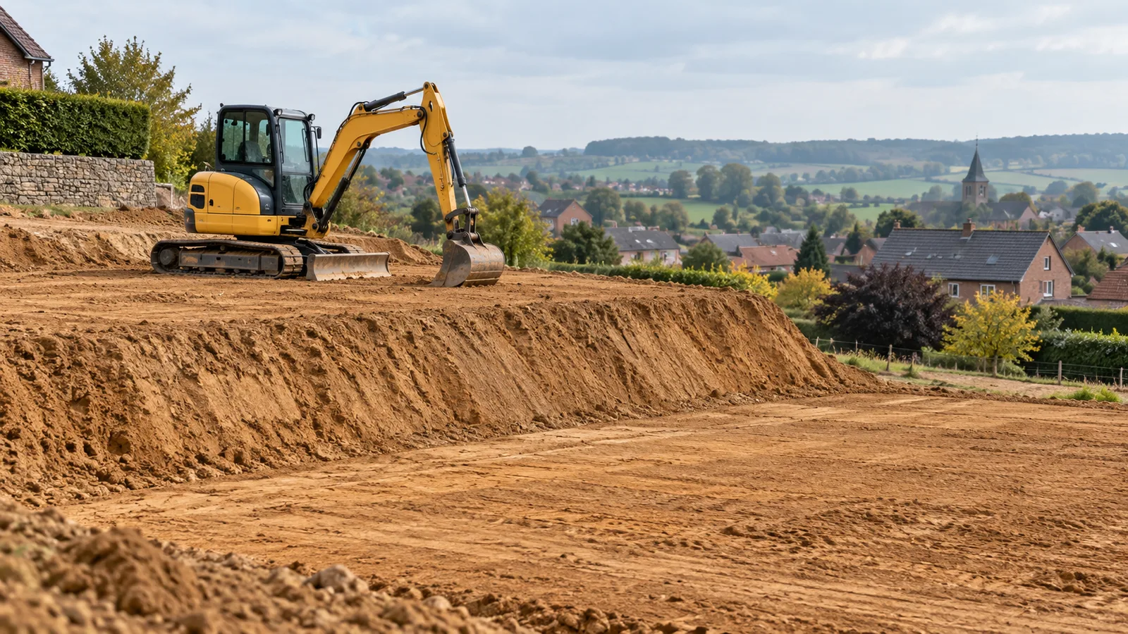 Terrain en pente nivelé en deux paliers avec un talus net